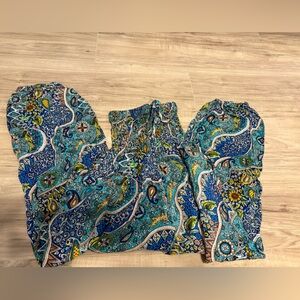 A'Reve Blue and Green Paisley Pants